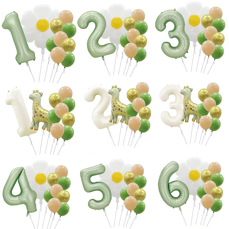 

Гавайские зеленые воздушные шары, воздушные шары на день рождения, 1, 2, 3, 4, 5, Детские шары, Детские шары, первый