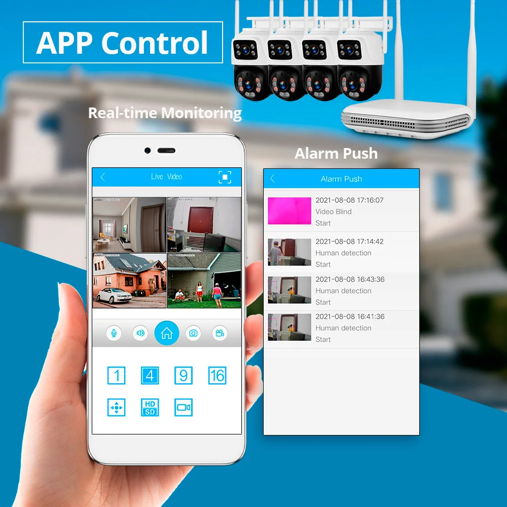 KERUI 6MP Full HD 8CH Беспроводной NVR Безопасность WIFI IP Система с двумя объективами