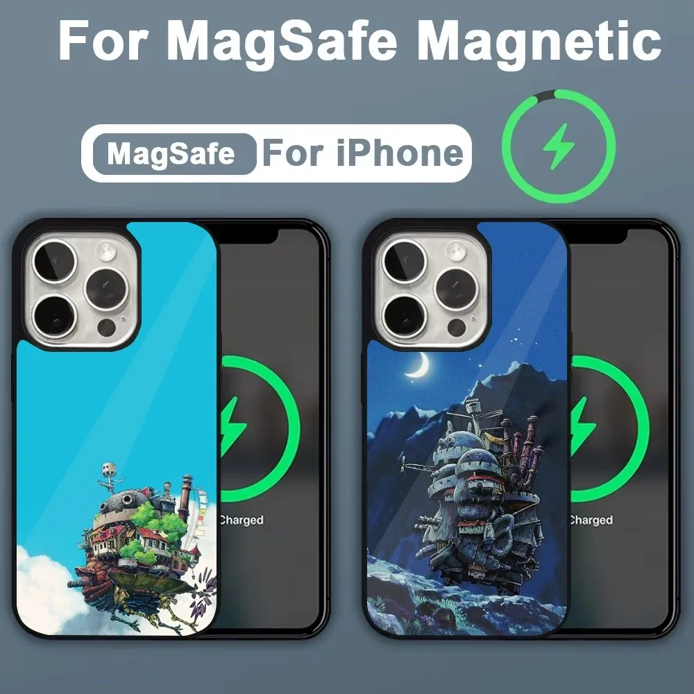 H-Howls Moving C-Castle Cute Phone Case For iPhone 16 15 14 13 12 11 Plus Pro Max Mini Magsafe Magnetic Wireless Charging