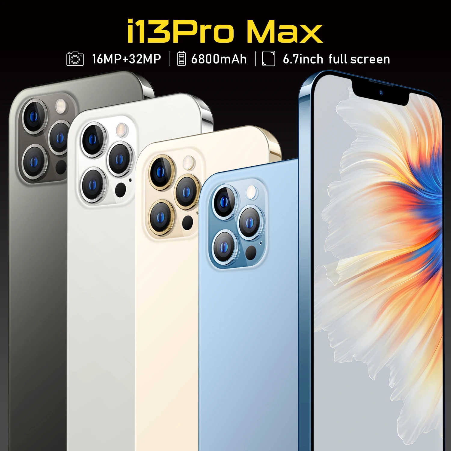 

Хит продаж, смартфон I13promax 16 ГБ + 512 ГБ, 6,7 дюйма, две SIM-карты, Android, сканер отпечатка пальца