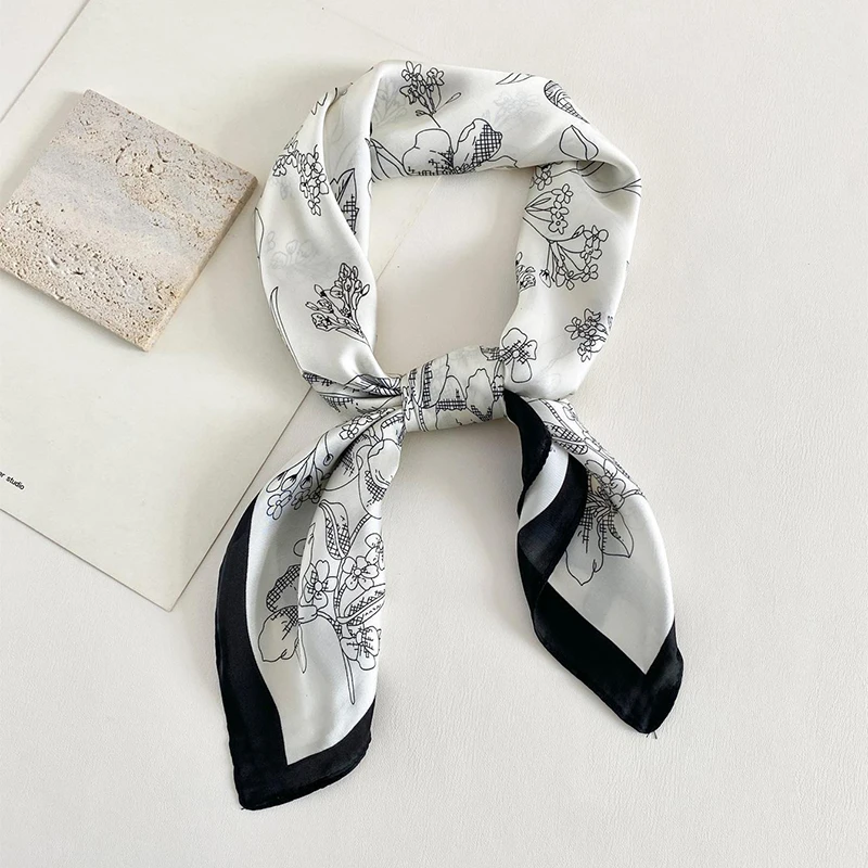 Роскошный шелковый квадратный шарф для женщин 2024 атласный шейный платок с