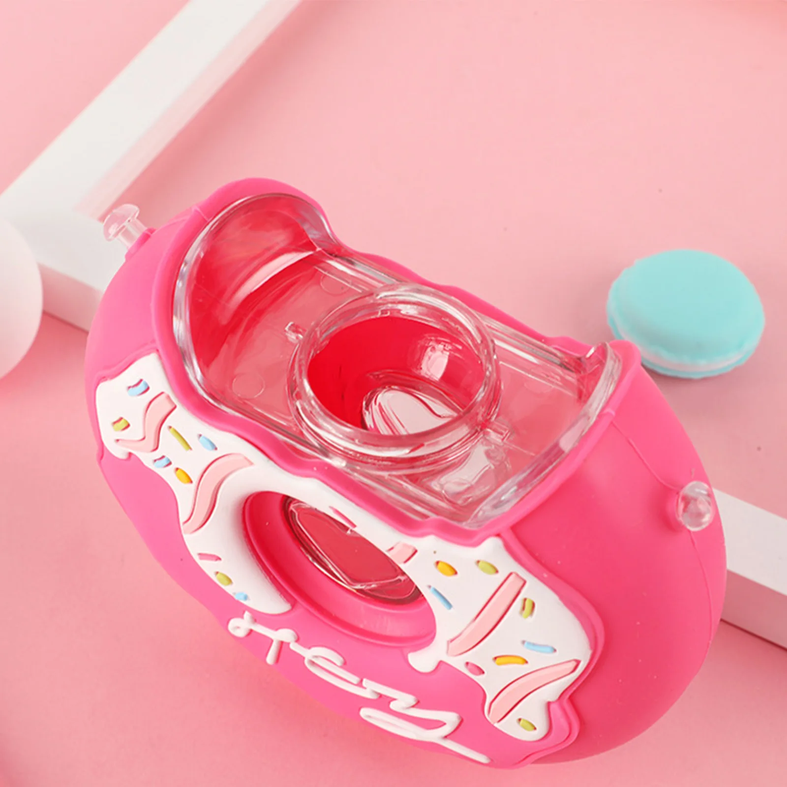 380ml Straw Cute Sports Kettle Leakproof Donut Shape Portable Drinking Bottle Drinkware Gifts Children Adults for Milk Juice Tea