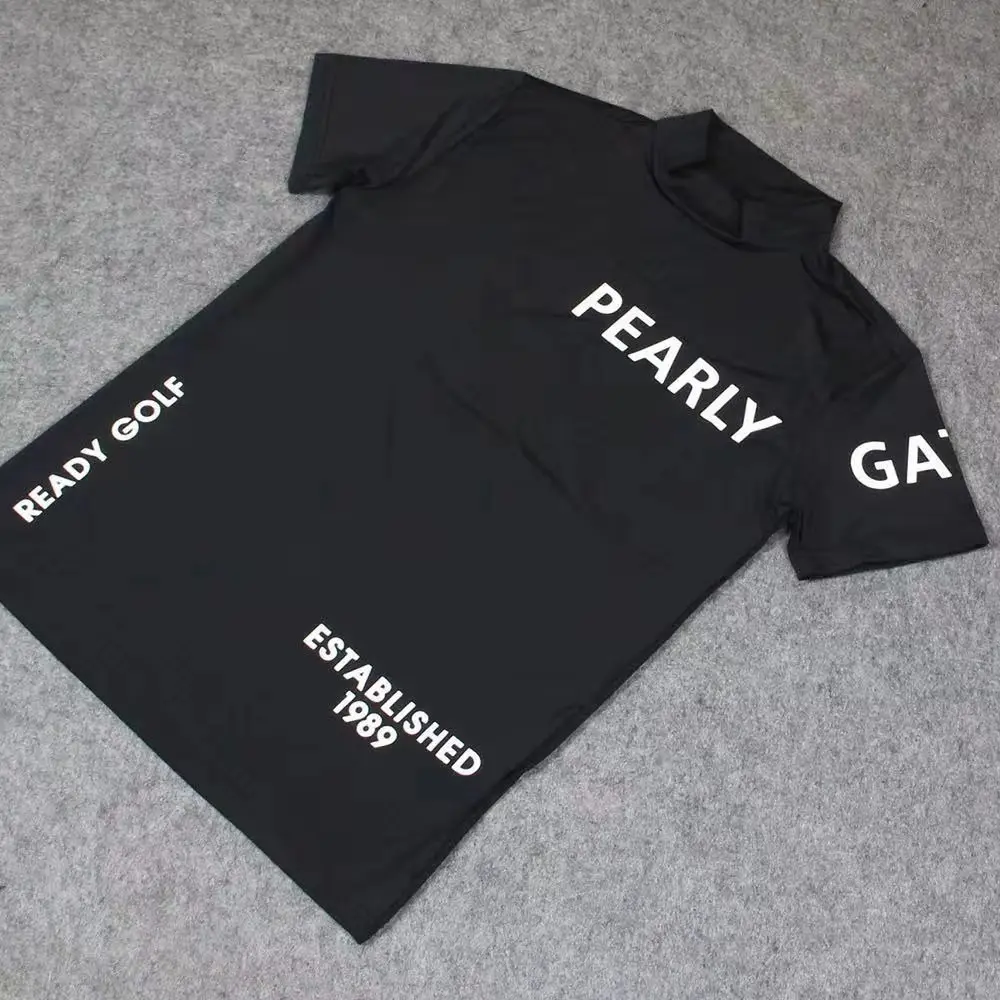 Casual Sport Crew Neck Men's Golf T-shirt Fast Dry Air Permeability Black/White Slim Fit Men Sports Short-sleeved Spring Summer