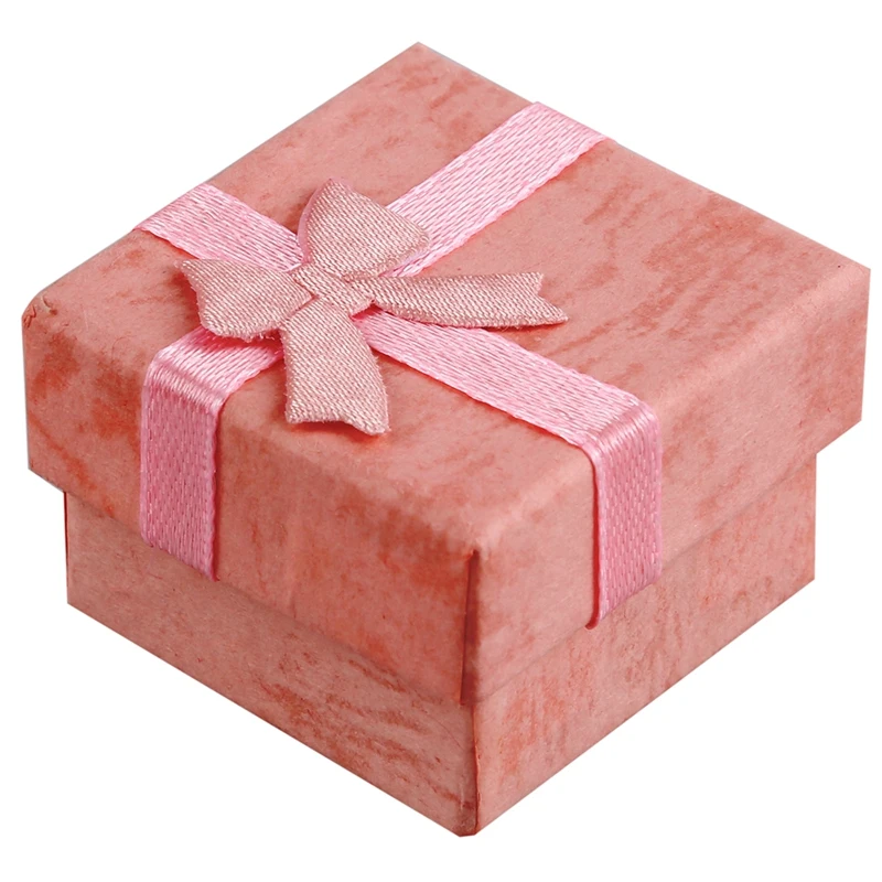 

JFBL Hot 144 Pcs Ring Earring Jewelry Display Gift Box Bowknot Square Case Pink