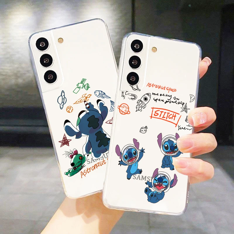 

Astronauts Lilo & Stitch For Samsung S22 S21 S20 FE Ultra Pro Lite S10 5G S10E S9 S8 Plus S7 Transparent TPU Phone Case