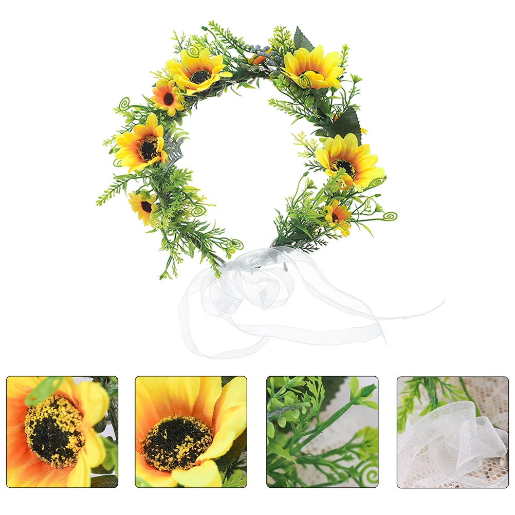 

Sunflower Hair Band Photo Garland Bridal Wreath Hair Accessories Women Wedding Sunflower Garland Clothing Flower Crowns Women