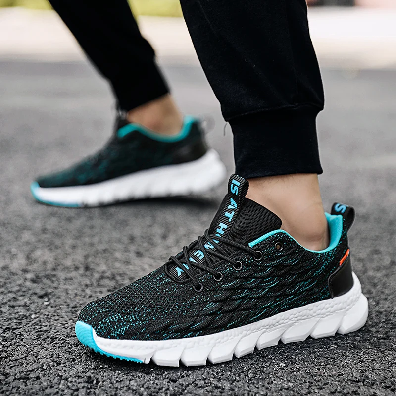 JIEMIAO New Fish Scale Upper Men Sneakers Comfortable Breathable Sports Running Shoes Outdoor Gym Training Zapatillas Hombre