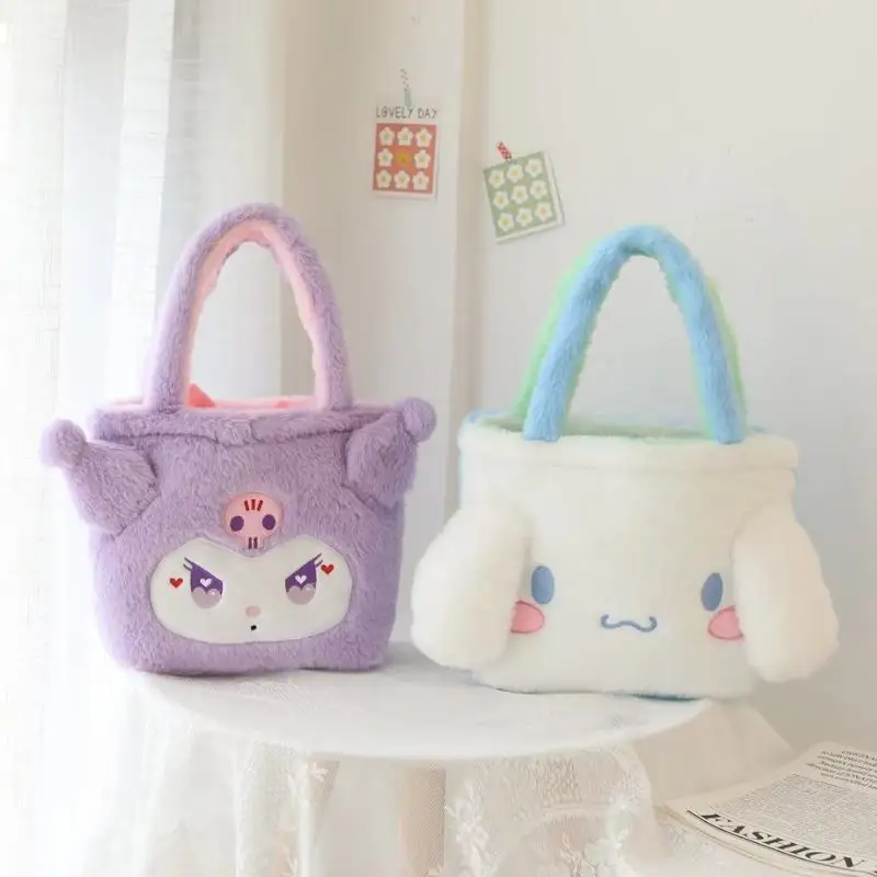 

Sanrios Kuromi Cinnamoroll моя мелодия понравико аниме Kawaii мультфильм милый двухсторонний плюшевый бэнто сумка большая сумка