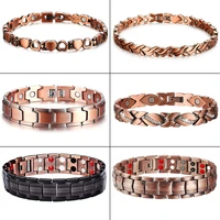 men pure copper bracelet health energy germanium magnetic bracelet vintage hologram chain link bracelets for women arthritis