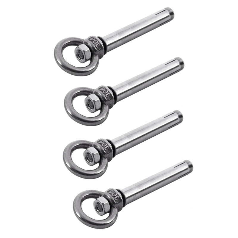 

4Pcs Stainless Steel Raw Style Shield Anchor Eye Bolts M6 X 82Mm,Silver