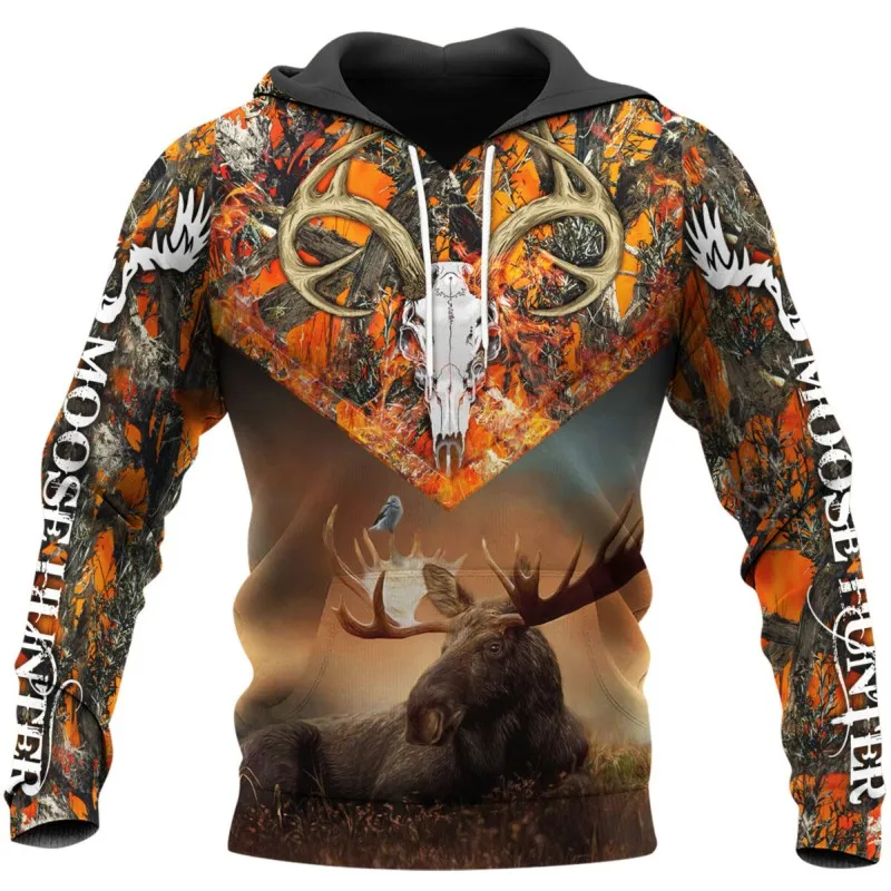 

Fashion and beautiful moose series 3D printing hoodie casual street zipper hoodie autumn and winter long sleeve sweatshirt 005