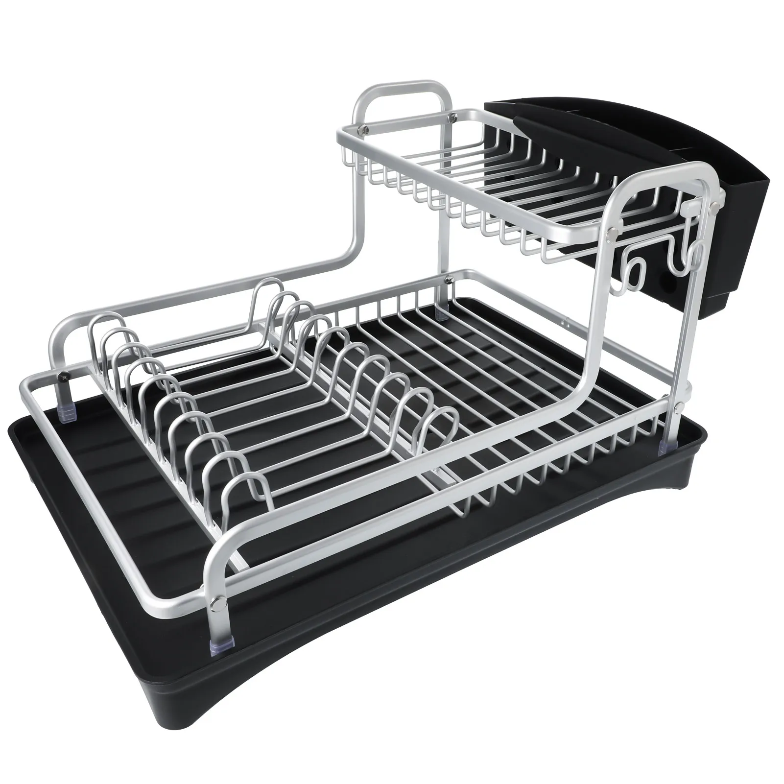 Double Layer Aluminum Alloy Sink Stand Dish Drying Rack Kitchen Organizer Drainer Plate Holder Cutlery Storage Shelf Accessories