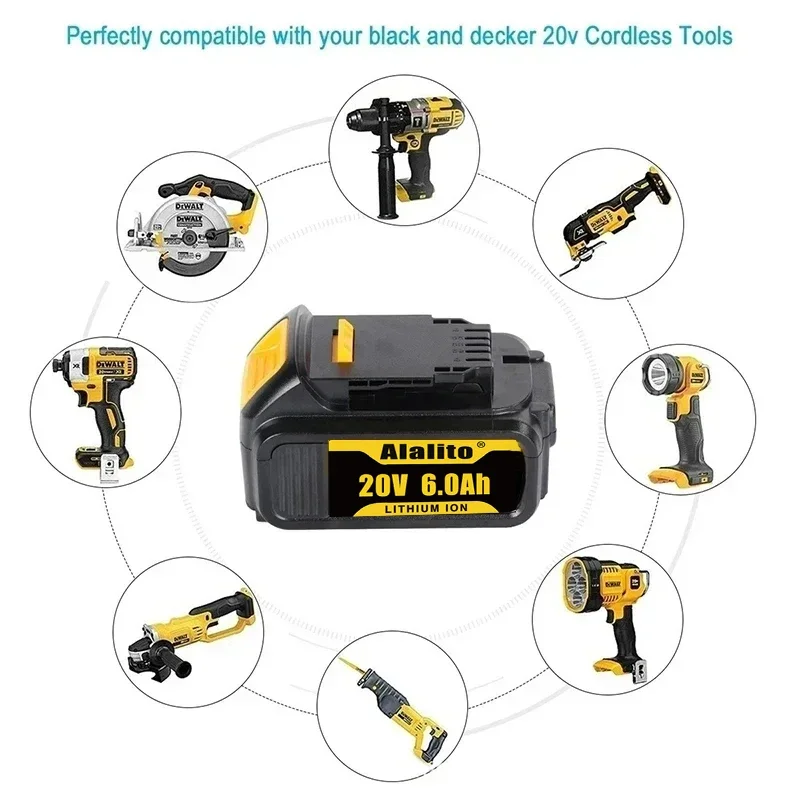 Литиевый сменный аккумулятор DCB200 20 в 6000 мАч для Dewalt