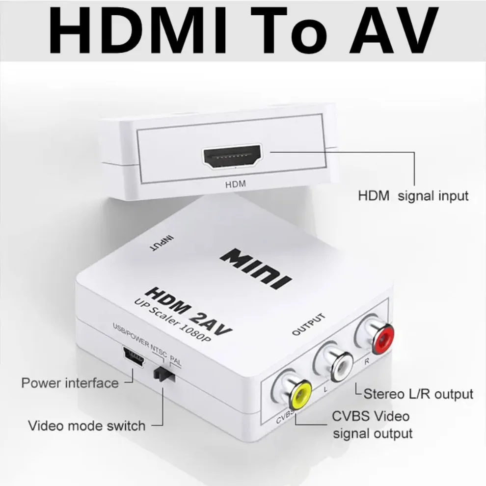 Фото LccKaa 1080P AV-HDMI конвертер HDMI-совместимый с AV RCA CVSB L/R композитный видео AV-конвертер адаптер для телевизора VHS VCR DVD №3