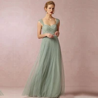 2015 tulle with lace bridesmaid dresses sweetheart neckline sage green princess long cheap vestido para madrinha custom made