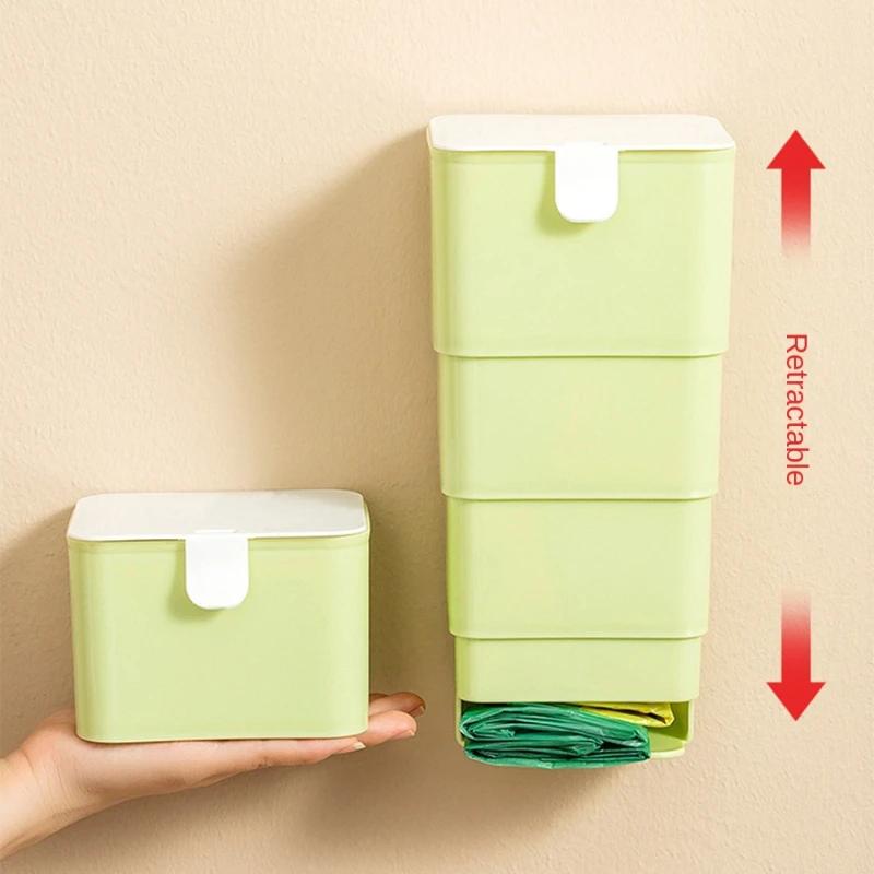 

1pcs Garbage Bag Storage Box Foldable Punch-Free Japanese Kitchen Wall-Mounted Retractable Plastic Wrap Storage Box