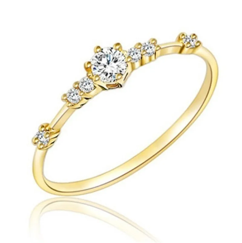 

Milangirl Simple Minimalist Thin Zircon Ring Inlaid Crystal Rhinestone Women Wedding Promise Engagement Ladies Fashion Jewelry