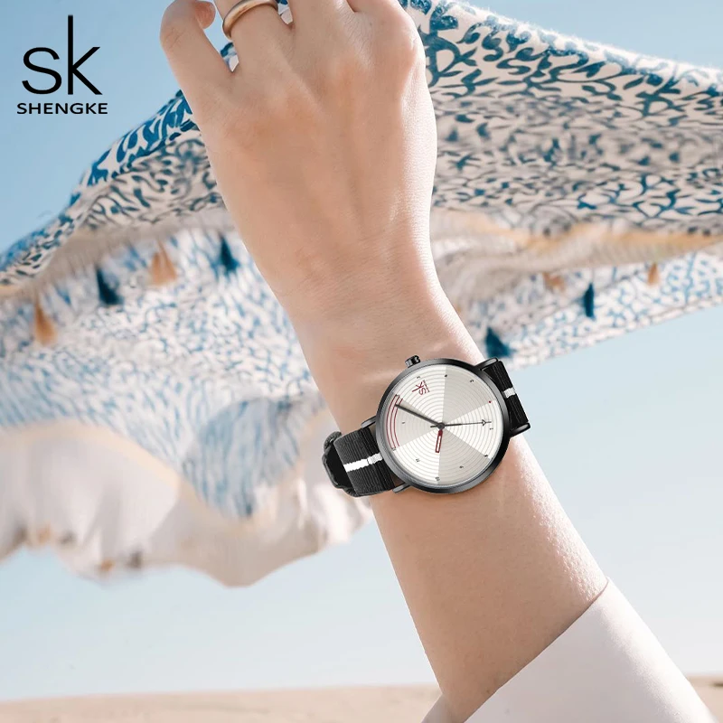 SHENGKE Fashion Nylon Strap Women Watches Orange Design Woman's Sports Quartz Wristwatches New Ladies Clock Relogio Feminino enlarge