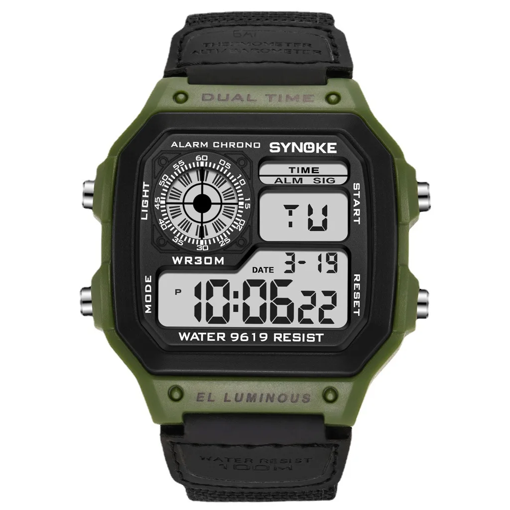 

Men's Vintage Electronic Watch Nylon Canvas with Luminous Waterproof Sports Men's Thin and Light Square Classic Student Watch