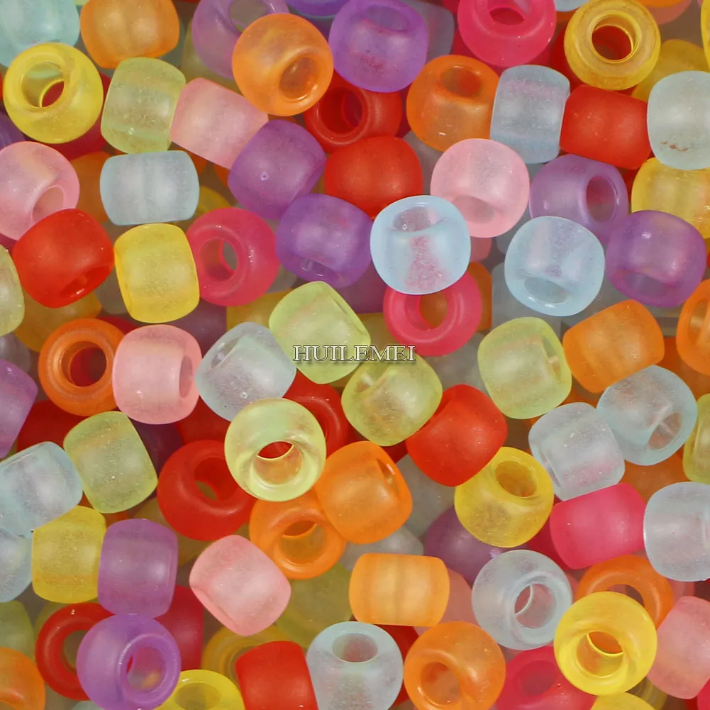 

200pcs 6x8.5mm Matte Mixed Big Hole Acrylic Beads for DIY Jewelry Making Craft Accessories