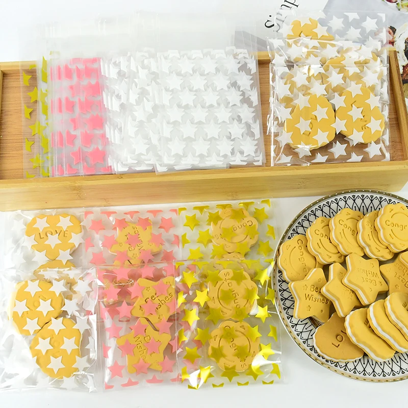 100 шт. прозрачные подарочные пакеты в виде звезд 8 х10 см