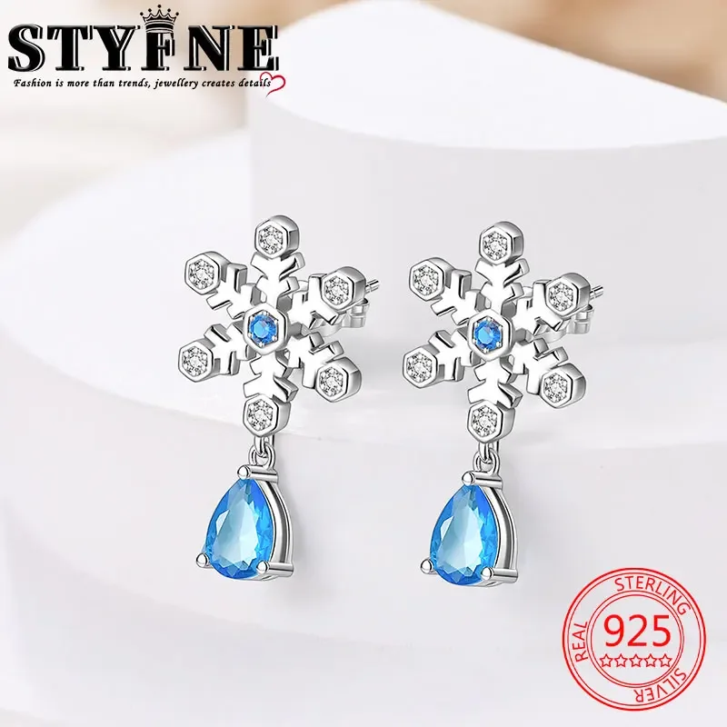 Женские рождественские сверкающие зимние серьги из стерлингового серебра 925