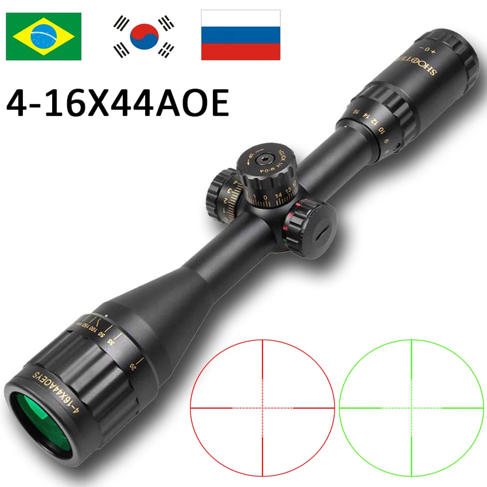 

SHOOTER 4-16x44 AOE Tactical Riflescope Optic Sight Green Red Illuminated Hunting Scopes Rifle Scope Sniper Airsoft Air Gun S