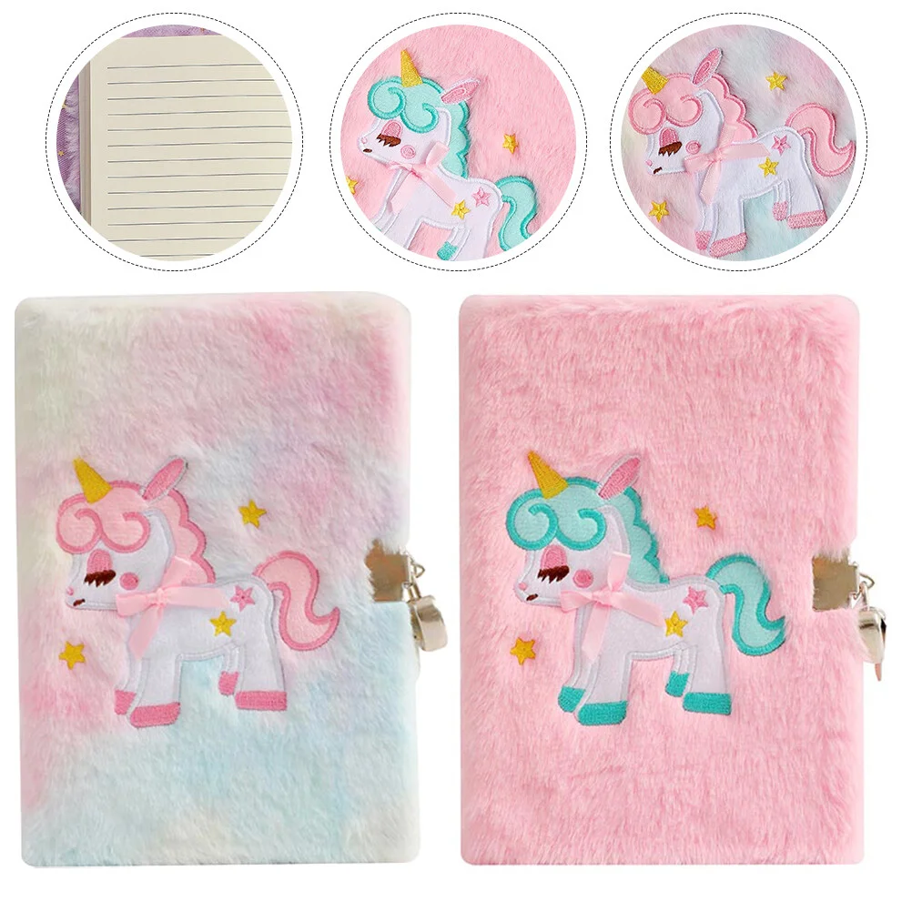 

Stationery Plush Cover Notebook Small Notebooks Diary Lockable Taking Key Cute School Aesthetic Notes Kids Notepads