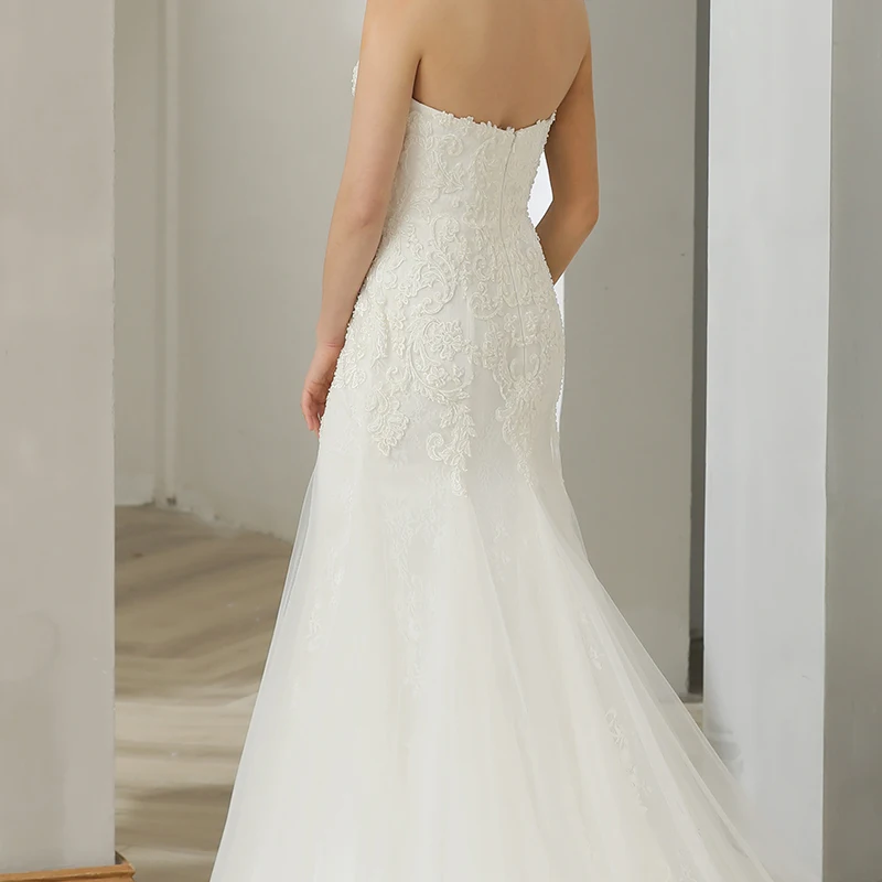 Кружевное Свадебное платье до пола, без бретелек, на молнии (art.: 3920c66b715ca) - 3920c66b715ca