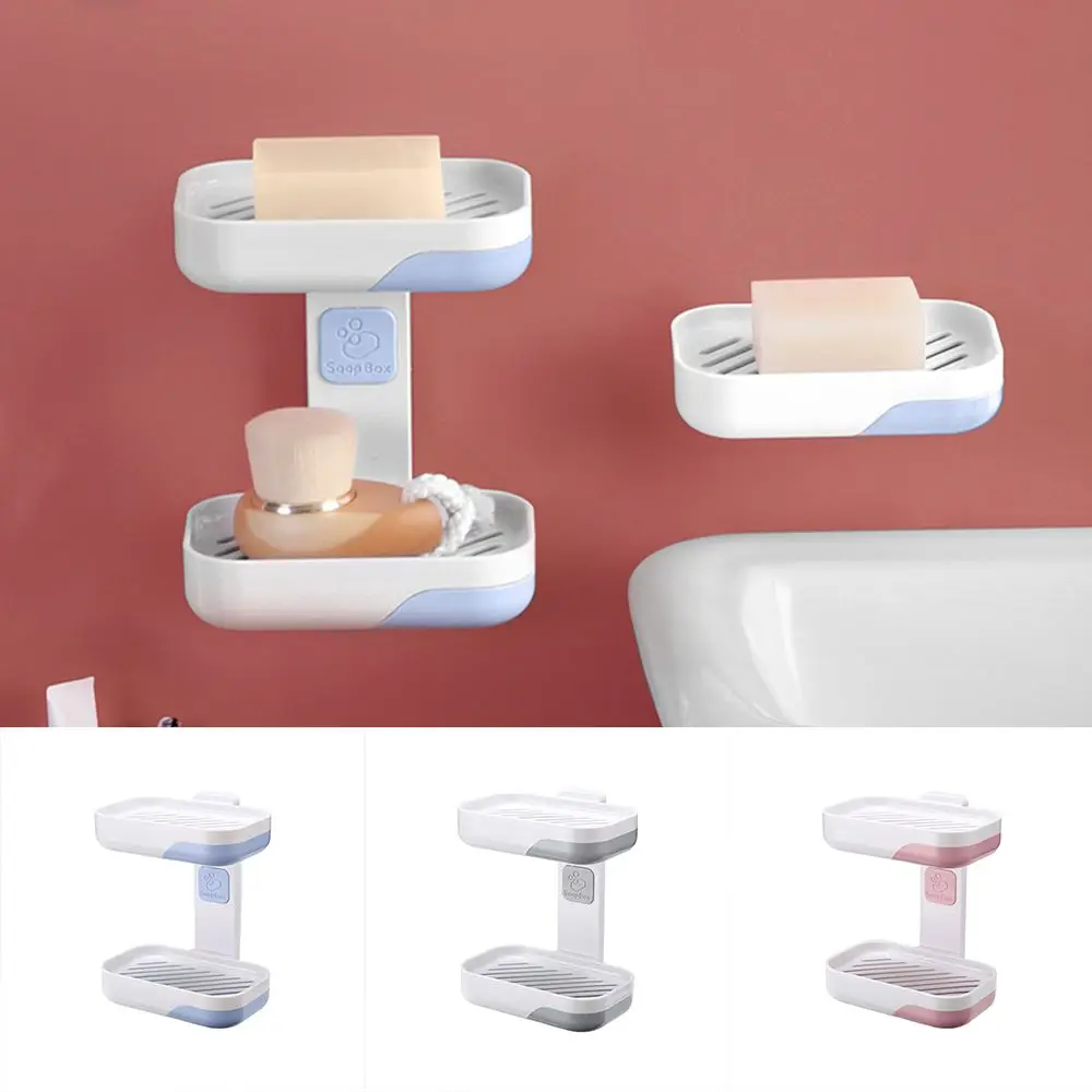 

Modern Double Layer Wall Mounted Bathroom Soap Dish Soap Holder Soap Case Rack Organizer