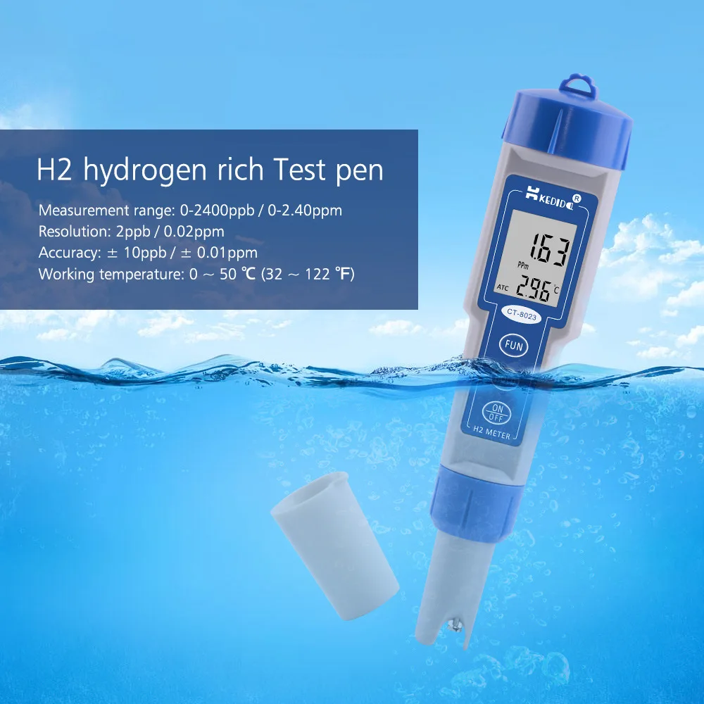 

Portable hydrogen-rich water quality detection pen temperature detector