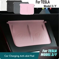 car phone wireless charging pad for tesla model 3 model y 2021 2022 tpe silicone anti skid phone pad car accessories