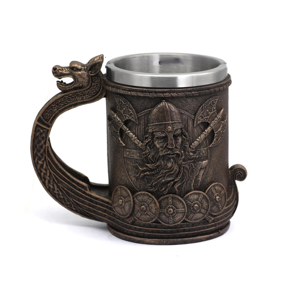 

Stainless Steel 3D Stereo Beer Mug Coffee Mug Mug Tea Cup Man Gift Water Bottle 700ml Viking Tap Cup