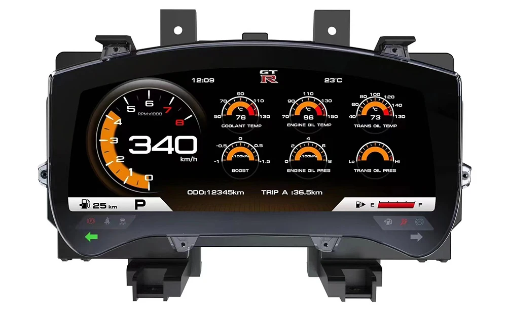 Фото Для Nissan GTR GT-R R35 2007-2016: 12-дюймовая ЖК-панель приборной панели, виртуальный кокпит, цифровая приборная панель, спидометр, измеритель скорости №2