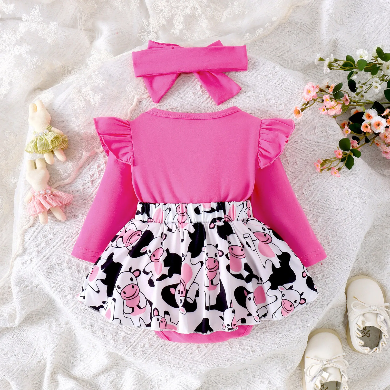 2 шт. Детский комбинезон с длинным рукавом и повязкой на голову