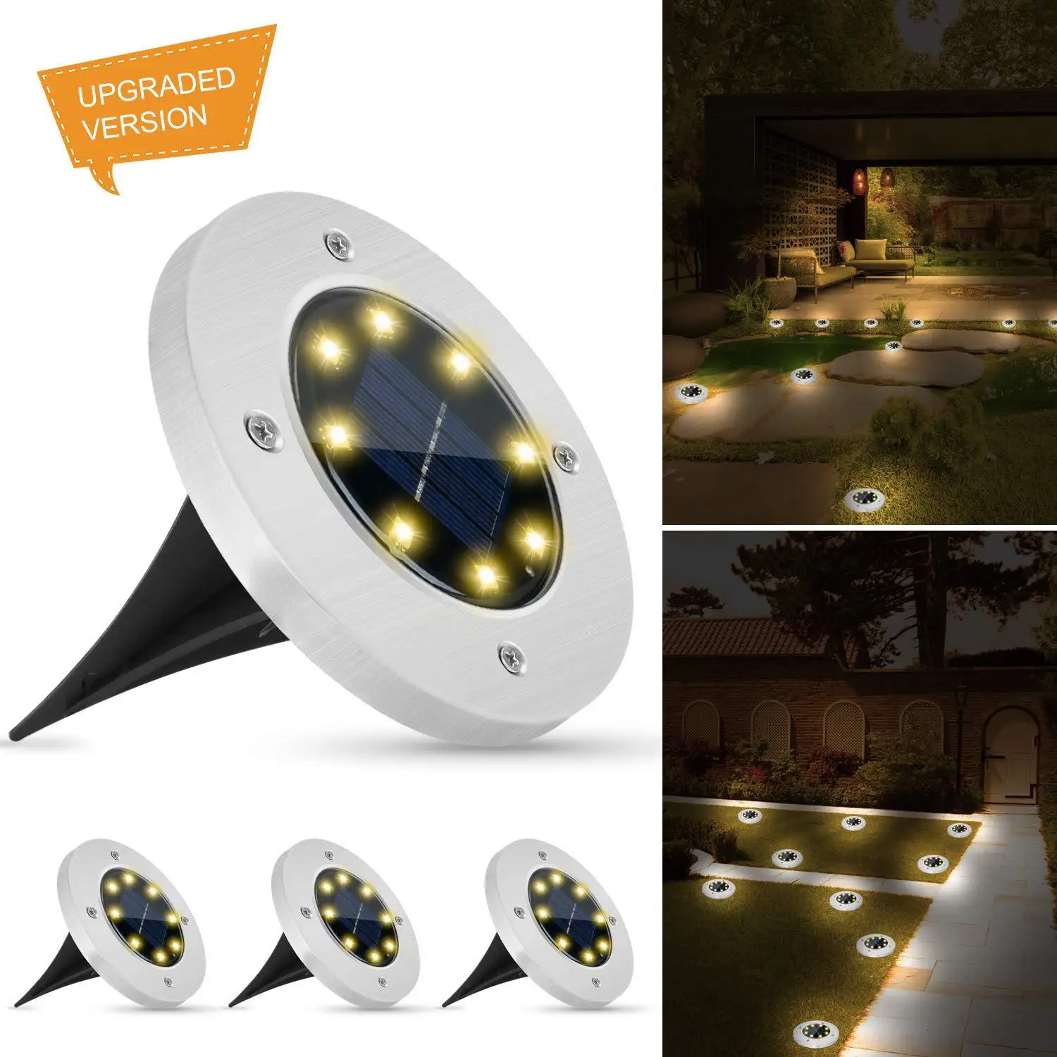 

8LED Solar Power Disk Light Outdoor Waterproof Garden Underground Lamp Courtyard Patio Spotlight Buried LED Landscape Lighting