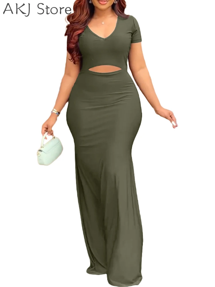 

Женское сексуальное длинное платье с V-образным вырезом