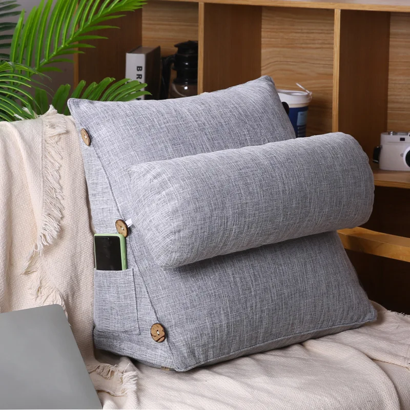 

Cotton and Linen Triangle Bed Cushion Student Dormitory Large Backrest Removable Washable Sofa Tatami Pillow Office Pillow