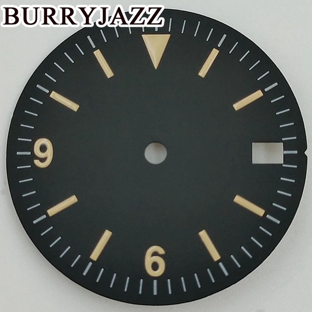 Циферблат для часов BURRYJAZZ NH35 28 5 мм без логотипа черный циферблат зеленый цвет