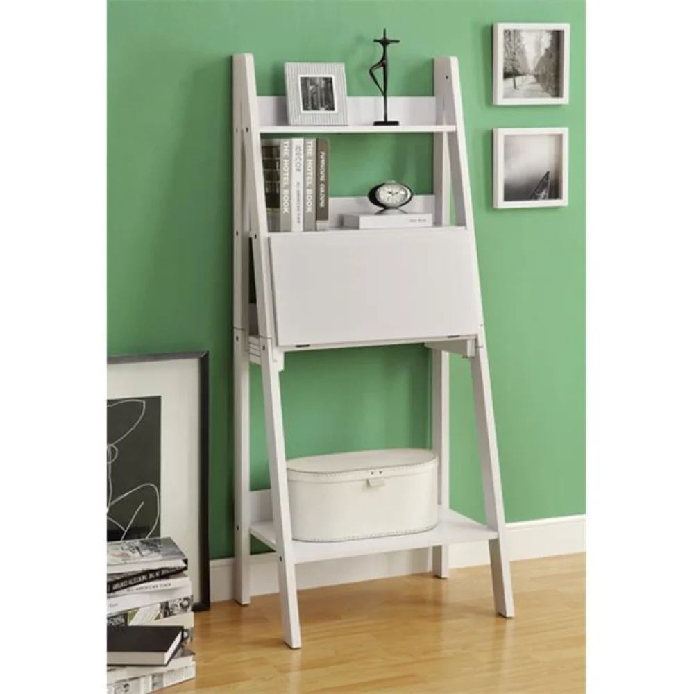 

Computer Desk, Home Office, Laptop, Leaning, Storage Drawers, 61"H, Work, Laminate, White, Contemporary, Modern