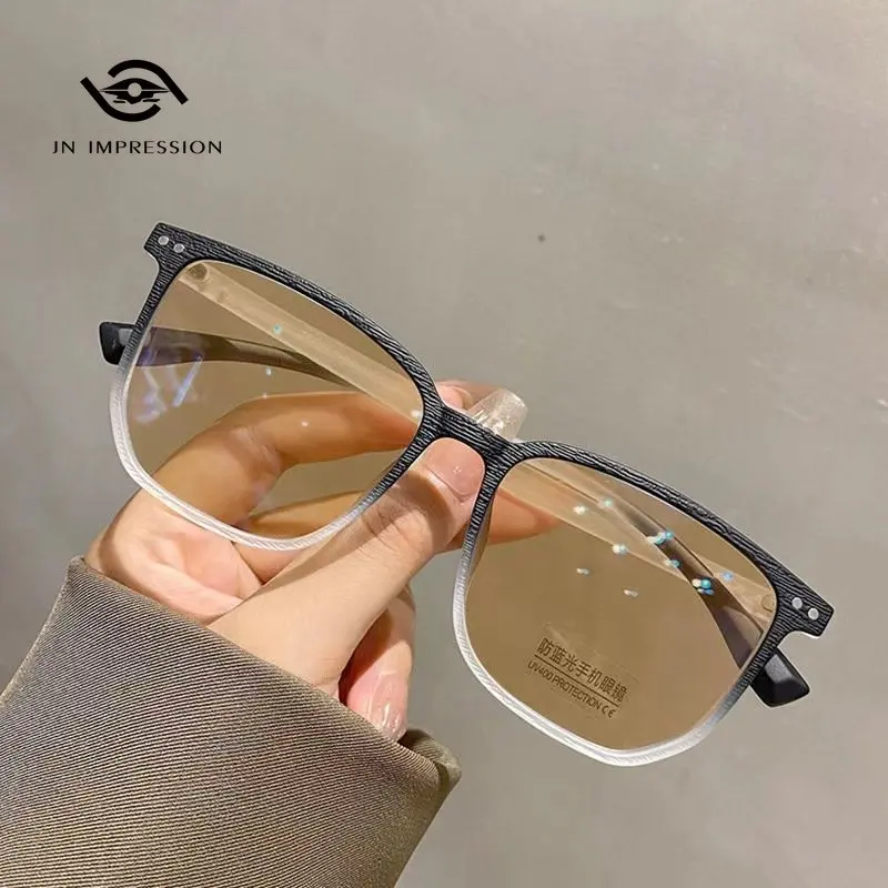 

Wood Grain Color Changing Discoloration Myopic Finished Minus Glasses Retro Anti-blue Light Glasses for Women Computer Glasses