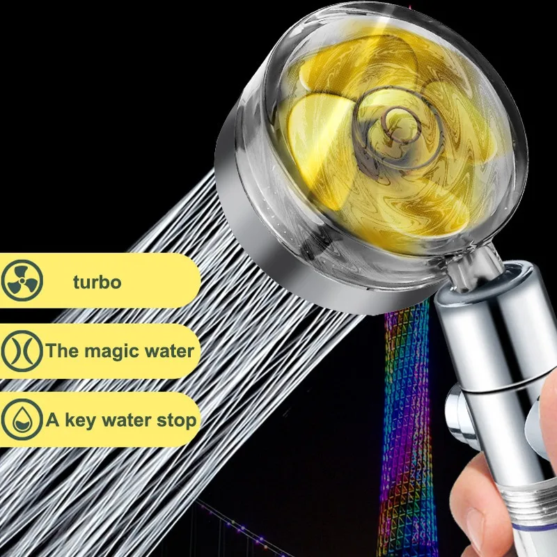 

New Twin-turbo Pressurized Shower Head Bathroom Upgrade Rotatable Adjustable Water Pressure Saving Rain Nozzle