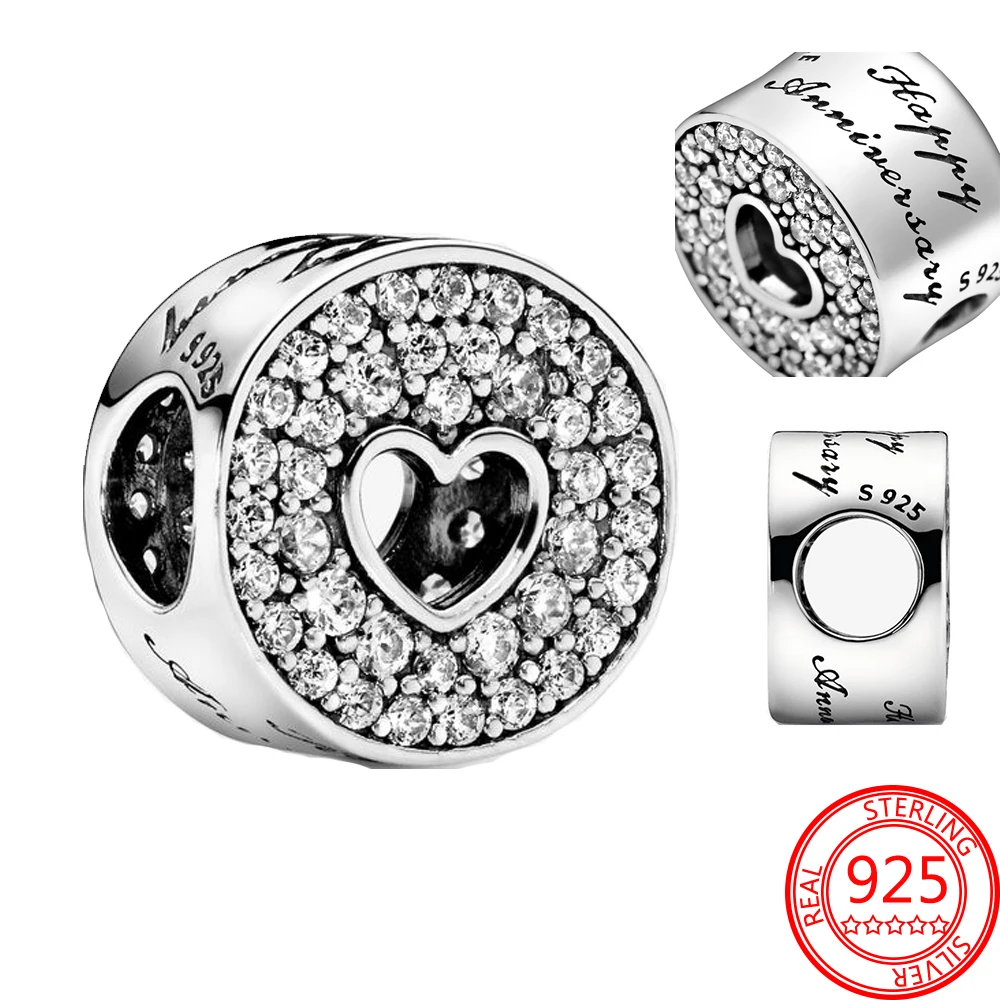 

Очаровательное серебряное ожерелье plata of ley 925 оригинальное с паве и сердцем подвеска на годовщину подходит для оригинального бренда брасле...