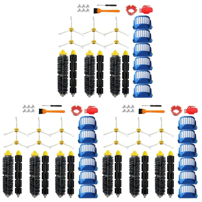 

3 Set Replacement Parts Kit For Irobot Roomba 600 Series:675 690 670 671 680 650 630 Side Brush, Roller Brush, Filter