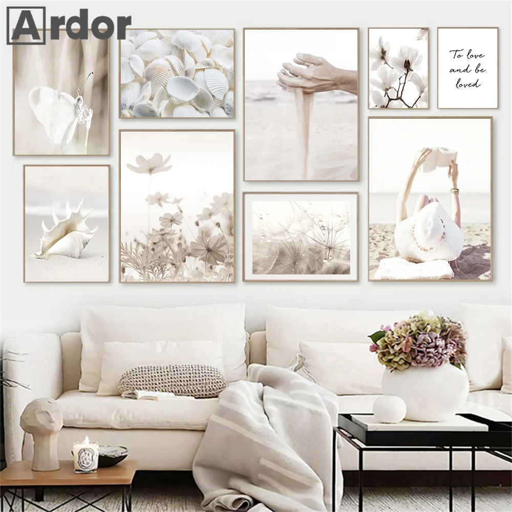 

Dandelion Flower Sand Hand Shell Quotes Wall Art Canvas Painting Nordic Posters And Prints Wall Pictures Living Room Home Decor