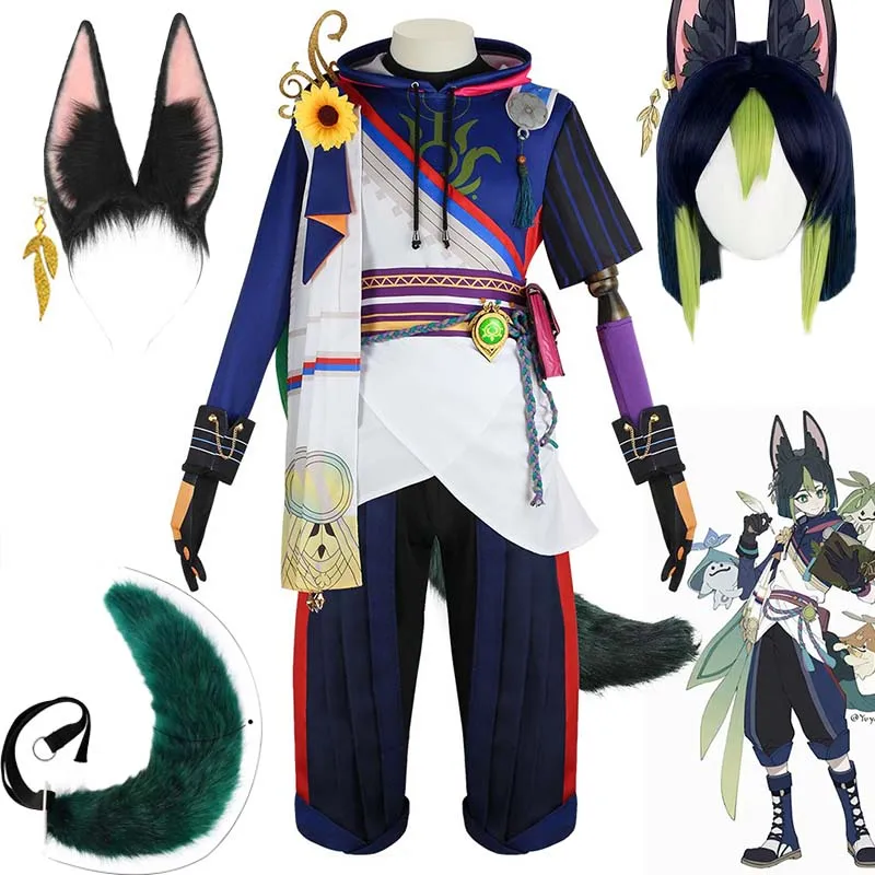 

Tighnari Cosplay Genshin Impact Costume Halloween Carnival Outfits ears tail wig for comic con