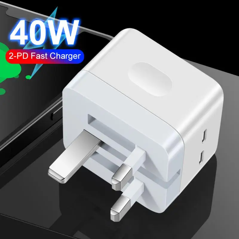

Eu Uk Power Adapter Usb C Charger Fast Charge Dual Type-c Charging Head Type C Port Quick Charge Adapter Phone Accessories