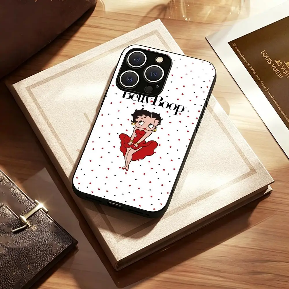 Фото Стильный и милый чехол с дизайном Бетти Буп для iPhone 17 Air, 16, 15, 14, 13, 12, 11 Plus, Mini, Pro, Max, стеклянный магнитный чехол №3