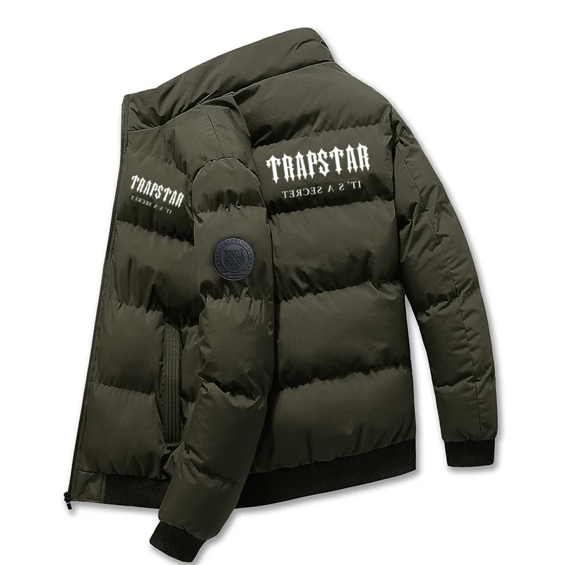 2022 new printed TRAPSTAR padded jacket men autumn and winter warm and windproof short padded jacket with mandarin collar large