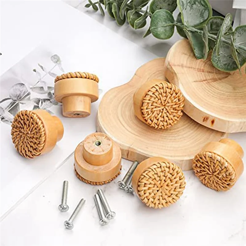 Ручки для комода в стиле бохо ручки из ротанга деревянные ящиков круглые с